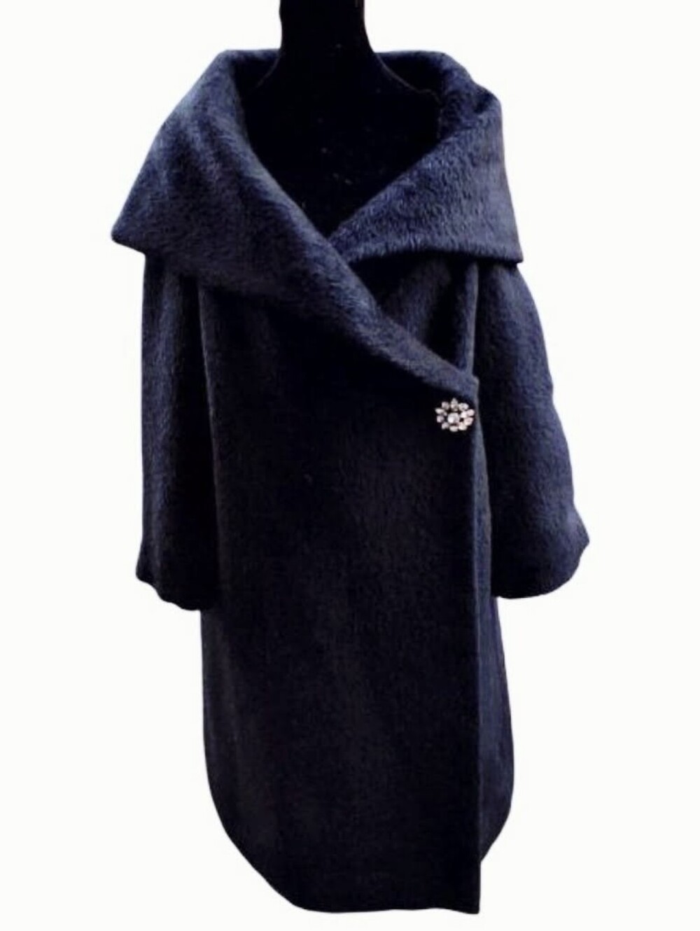 NWT Banana Republic Alpaca/Wool Blend Coat W/Beautiful Rhinestone Pin
